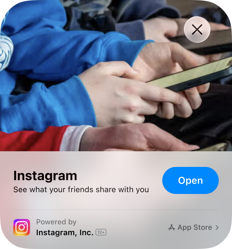Instagram App Clip card